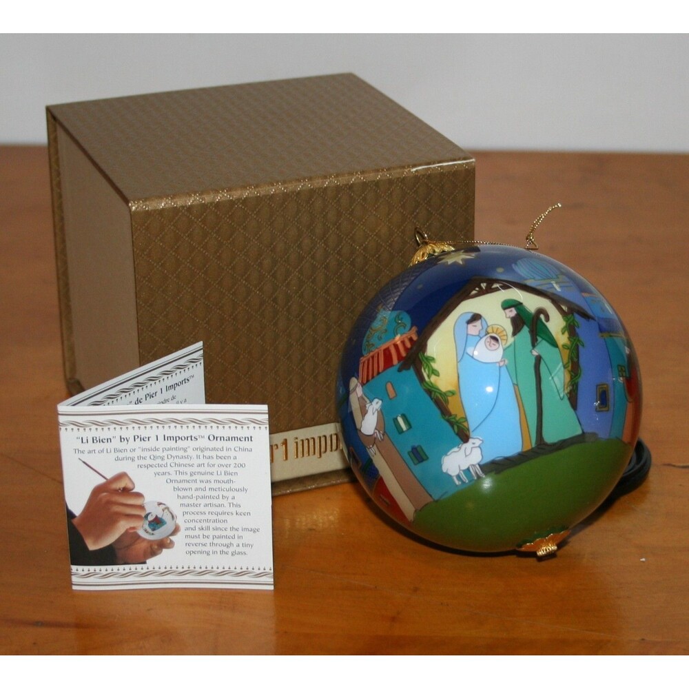 Pier 1 Glass Ornament 2016 Nativity Three Wise Men Li Bien (Inside Painting)